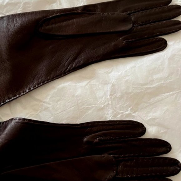 NWOT - Butter-soft Chocolate Leather Opera Lenght Gloves Sz 6.5 (?) Unlined